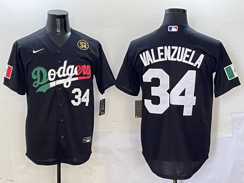 Men Los Angeles Dodgers #34 Valenzuela Black Mexico Game Nike 2025 MLB Jersey style 6